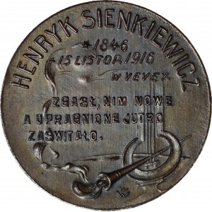 RR-, Medal 1916, śmierć Henryka Sienkiewicza, brąz 32,5mm