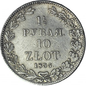 Zabór Rosyjski, 10 złotych = 1 1/2 rubla 1835 NG, Petersburg