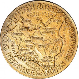 Medal 1930, Dziesiąta rocznica odparcia najazdu Rosji Sowieckiej, Warszawa, J. Aumiller, duży 55mm