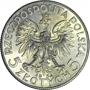 5 złotych 1934, Głowa, mennicza