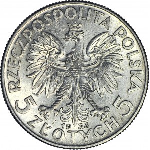 5 złotych 1934, Głowa, mennicza