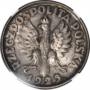 2 złote 1925, Żniwiarka, kropka po dacie (Londyn), mennicze