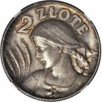 2 złote 1925, Żniwiarka, kropka po dacie (Londyn), mennicze