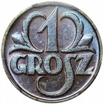 1 grosz 1932, menniczy, kolor BN