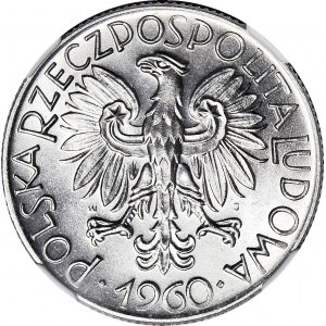 5 złotych 1960, Rybak, menniczy, SKRĘTKA 340 stopni, b. rzadkie