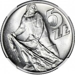 5 złotych 1960, Rybak, menniczy, SKRĘTKA 340 stopni, b. rzadkie