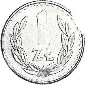 R-, 1 złoty 1988, DESTRUKT, błąd wykrawania krążka, mennicze