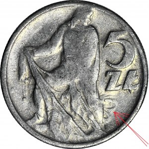 RRR-, 5 złotych 1959 Rybak, fałszerstwo z epoki w aluminium, SŁONECZKO W ODWROTCE