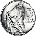 RR-, Rybak 5 złotych 1974, PŁASKA DATA