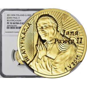 100 złotych 2011, Beatyfikacja, Jan Paweł II, złoto