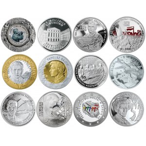Zestaw dwunastu monet kolekcjonerskich 10 złotych, idealne mennicze egzemplarze