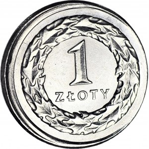 R-, 1 złoty 2009, DESTRUKT, przesunięcie bicia