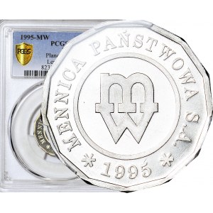 RRR-, KOLEKCJA PRÓB TŁOCZENIA, 1 złoty 1995, 13-kątna, efekt kątowy 3D, rzadkość