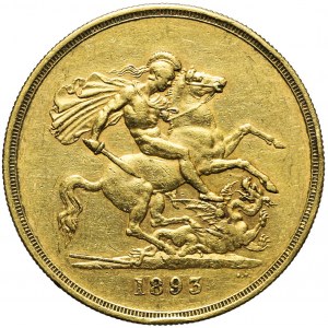 Wielka Brytania, 5 funtów 1893, Wiktoria, rzadkie