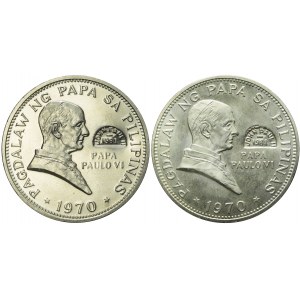 Filipiny, Jan Paweł II, Zestaw dwóch monet okolicznościowych 1 Piso 1981, bardzo rzadkie