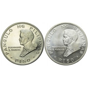 Filipiny, Jan Paweł II, Zestaw dwóch monet okolicznościowych 1 Piso 1981, bardzo rzadkie