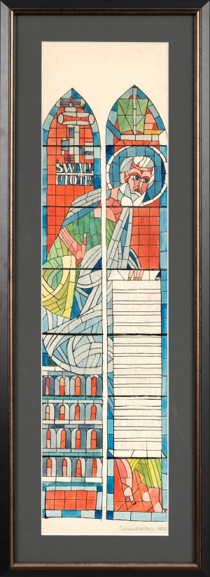 Jerzy NOWOSIELSKI (1923 - 2011), Święty Piotr - projekt witraża do katedry we Wrocławiu, 1955