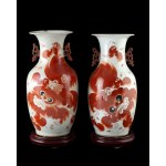 Pair of enamel-painted porcelain vases, China, Qing dynasty (1644-1912), 19th century