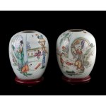 A pair of painted porcelain ginger jars, China, Qing dynasty (1644-1912), 19th century