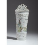 Porcelain baguette holder with figure. China, Late Qing Dynasty (1644-1911).