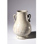 A small Ge enamel vase with double handles. China, 20th century.