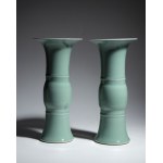 A pair of celadon-glazed porcelain vases. China, 20th century.