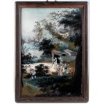 Painting on reversed glass. China