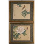 A pair of framed paintings. Ink on paper applied to silk. China, 20th century.