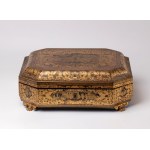 A rare octagonal Canton game box in lacquered and gilded wood. China, Qing Dynasty (1644-1912), circa 1860.