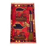 War rug. Colored wool and cotton. Afghanistan, ca. 1990.