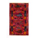 War rug. Colored wool and cotton. Afghanistan, ca. 1990.