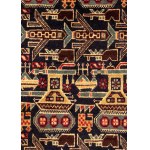 War rug. Colored wools. Afghanistan, ca. 1980.