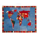 Suzani "map of the world" embroidered in hemp wool canvas. Afghanistan, second half of the 20th century.