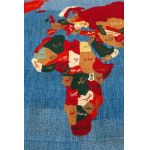 Suzani "map of the world" embroidered in hemp wool canvas. Afghanistan, second half of the 20th century.