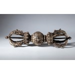 Ritual vajra in silver-plated copper alloy. Tibet, 19th century