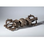 Ritual vajra in silver-plated copper alloy. Tibet, 19th century