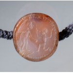 Sassanid-style agate and carnelian bead seal necklace. Central Asia, 20th century.