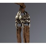 A pair of ornamental mala counters in copper alloy. Tibet, 19th century