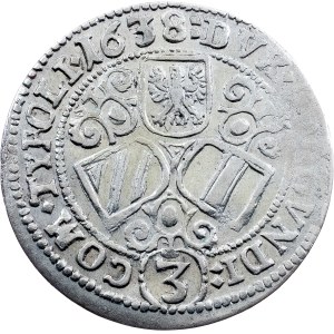 Ferdinand Charles, 3 Kreuzer 1638, Hall
