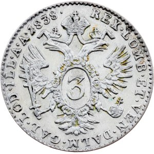 Ferdinand V., 3 Kreuzer 1838, A, Vienne