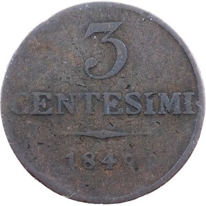 Franz Joseph I., 3 Centesimi 1849, M, Milan