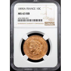 Third Republic, 10 Centimes 1890, A, Paris