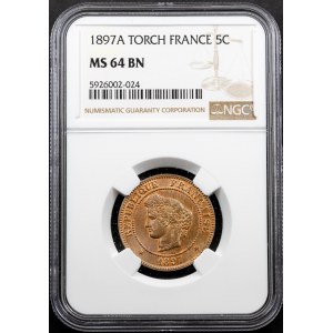 Third Republic, 5 Centimes 1897, A, Paris