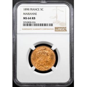 Third Republic, 5 Centimes 1898, Paris