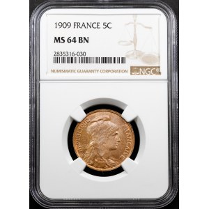 Third Republic, 5 Centimes 1909, Paris