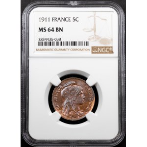 Dritte Republik, 5 Centimes 1911, Paris