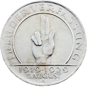 République de Weimar, 3 Reichsmark 1929, A, Berlin