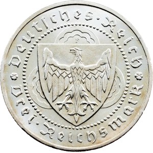 Weimar Republic, 3 Reichsmark 1930, F, Stuttgart