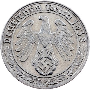 Third Reich, 50 Reichspfennig 1938, F, Stuttgart