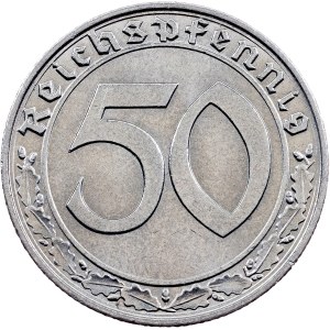 Third Reich, 50 Reichspfennig 1938, F, Stuttgart
